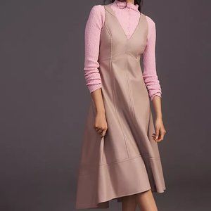 Maeve V-Neck Faux Leather Dress (color/ mauve or lilac - size 10. High-low style